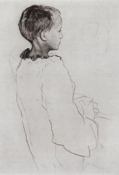 Сомов Константин Андреевич (1869-1939) , Девочка Оля , 1896 год  , бумага, гр. карандаш