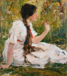 Фешин Николай Иванович (1881-1955) , Весна в степи (Портрет А.Н. Фешиной) , 1913 год  , холст, масло