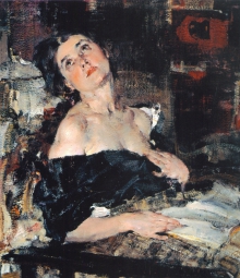 Фешин Николай Иванович (1881-1955) , Дама в чёрном (Портрет А.Н. Фешиной)  , 1924 год  , холст, масло