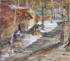 Фешин Николай Иванович (1881-1955) , Зимний пейзаж , 1900 год  , холст, масло