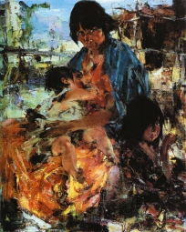 Фешин Николай Иванович (1881-1955) , Индианка с детьми , Арт-фонд семьи Филатовых (ART RUSSE)  , 1927 год  , холст, масло