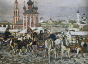 Юон Константин Фёдорович (1875-1958) , Тройка в Угличе , 1913 год  , холст, масло