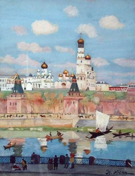 Юон Константин Фёдорович (1875-1958) , Москва. Кремль , Национальная галерея Армении  , 1910 год  , бумага, акварель , 32 x 35 см