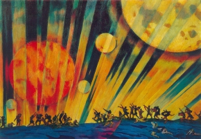 Юон Константин Фёдорович (1875-1958) , Новая планета , Государственная Третьяковская галерея , 1921 год  , картон, темпера , 71 x 101 см