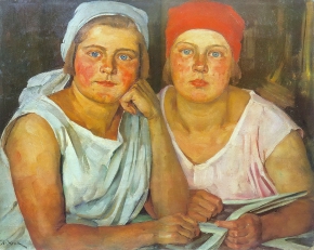 Юон Константин Фёдорович (1875-1958) , Комсомолки , Центральный музей революции Москва , 1926 год  , холст, масло , 52 х 67 см