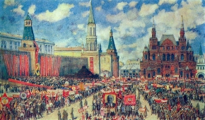 Юон Константин Фёдорович (1875-1958) , Первомайская демонстрация на Красной площади в 1929 году , Государственная Третьяковская галерея , 1930 год  , холст, масло , 107 x 180 см