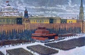 Юон Константин Фёдорович (1875-1958) , Парад на Красной площади 7 ноября 1941 года , Национальный музей в Варшаве  , 1942 год  , холст, масло , 69 х 100 см