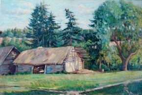 Юон Константин Фёдорович (1875-1958) , Летний пейзаж , 1948 год  , холст, масло , 70 x 48 см