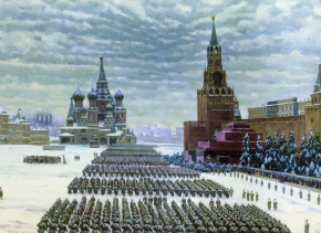 Юон Константин Фёдорович (1875-1958) , Парад на Красной площади 7 ноября 1941 года , Государственная Третьяковская галерея , 1949 год  , холст, масло , 84 x 116 см