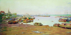 Юон Константин Фёдорович (1875-1958) , Речная пристань , Государственный Русский музей , 1930-е  год  , холст, масло