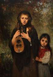 Харламов Алексей Алексеевич (1840-1925) , Две маленьких цыганки , 1894 год  , холст, масло