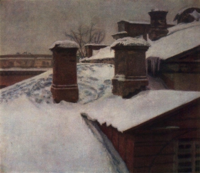 Крымов Николай Петрович (1884-1958)  , Крыши зимой , Государственная Третьяковская галерея , 1937 год  , холст, масло , 85 x 101 см.