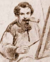 Тимм Василий Фёдорович (1820-1895) , Автопортрет с трубкой. Василия Фёдоровича  Тимм  , 1844 год 