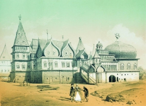 Тимм Василий Фёдорович (1820-1895) , Вид загородного дворца Алексея Михайловича , 1850-е год  , бумага, акварель, гр.карандаш