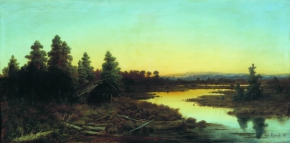 Каменев Лев Львович (1831-1886) , Вечер на реке , 1865 год  , холст, масло