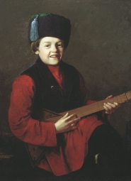 Лашин Андрей Кириллович (1840-?) , Мальчик с балалайкой , Приморская государственная картинная галерея , 1860-е год  , холст, масло