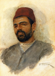Пимоненко Николай Корнильевич (1862-1912) , Портрет турка , Национальный художественный музей Украины  , бумага, акварель , 28 x 20 см