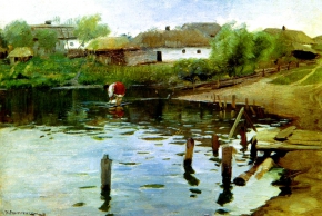 Пимоненко Николай Корнильевич (1862-1912) , На пруду , Частное собрание , 1890-е год  , холст, масло