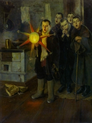Пимоненко Николай Корнильевич (1862-1912) , Колядки , Донецкий областной художественный музей (ДОХМ)  , 1880-е год  , холст, масло , 170 x 130 см