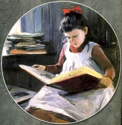 Пимоненко Николай Корнильевич (1862-1912) , Портрет Раисы, дочери художника , Национальный художественный музей Украины  , 1899 год  , холст, масло , 80 x 80 см (круг в квадрате)