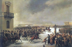 Тимм Василий Фёдорович (1820-1895) , Декабристы на Сенатской площади , 1860-е год  , холст, масло