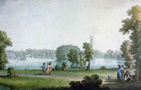 Иванов Михаил Матвеевич (1748-1823) , Большое озеро и Чесменская колонна , 1790 год  , бумага, акварель