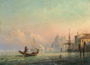 Дорогов Александр Матвеевич (1819-1850)  , Вид приморского города. Венеция , 1847 год  , холст, масло