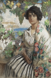 Горбатов Константин Иванович (1876-1945)  , Портрет молодой женщины , Частное собрание , 1925 год  , картон, белила, пастель , 100 x 68 см