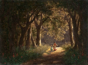 Воробьёв Сократ Максимович (1817-1888) , Парковый пейзаж со стаффажем , 1838 год  , картон, масло , 25 х 33 см
