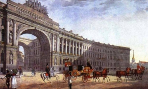 Беггров Карл Петрович (1799-1875) , Вид арки Главного штаба , 1820-е год  , бумага, акварель
