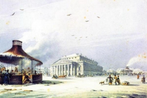 Беггров Карл Петрович (1799-1875) , Вид на Большой театр , 1820-е год  , бумага, акварель