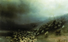 Айвазовский Иван Константинович (1817-1900) , Отара овец в бурю , Частное собрание , 1861 год  , холст, масло , 76 x 125 см