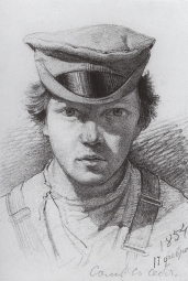 Шишкин Иван Иванович (1832-1898) , Автопортрет  , Государственный Русский музей , 1854 год  , Бумага, гр. карандаш , 13 x 9 см