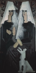 Гончарова Наталья Сергеевна (1881–1962) , Две испанки , Государственная Третьяковская галерея , 1920-е год  , холст, масло , 196 x 96 см