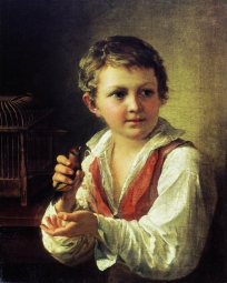 Тропинин Василий Андреевич (1776-1857) , Мальчик со щеглом , Ивановский областной художественный музей , 1825 год  , холст, масло , 60 x 48
